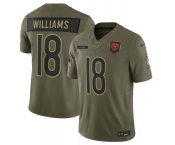 Men's Chicago Bears #18 Caleb Williams Olive 2025 Salute to Service Limited Football Stitched Jersey