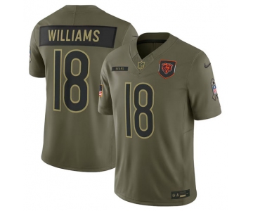 Men's Chicago Bears #18 Caleb Williams Olive 2025 Salute to Service Limited Football Stitched Jersey