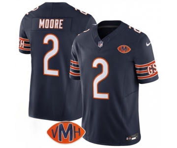 Men's Chicago Bears #2 D.J. Moore Navy 2025 F.U.S.E. With VMH Patch Vapor Untouchable Limited Football Stitched Jersey