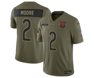 Men's Chicago Bears #2 D.J. Moore Olive 2025 Salute to Service Limited Football Stitched Jersey