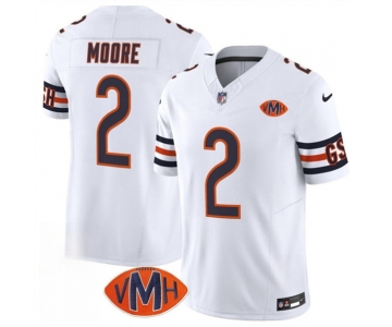Men's Chicago Bears #2 D.J. Moore White 2025 F.U.S.E. With VMH Patch Vapor Untouchable Limited Football Stitched Jersey