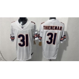 Men's Chicago Bears #31 Dillon Thieneman White 2026 F.U.S.E. Vapor Untouchable Limited Football Stitched Jersey Men's Chicago Bears #31 Dillon Thieneman White 2026 F.U.S.E. Vapor Untouchable Limited Football Stitched Jersey