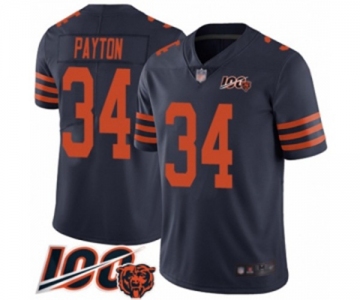 Men's Chicago Bears #34 Walter Payton Limited Navy Blue Rush Vapor Untouchable 100th Season Football Jersey