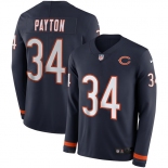 Men's Chicago Bears #34 Walter Payton Navy Therma Long Sleeve Stitched Jersey Men's Chicago Bears #34 Walter Payton Navy Therma Long Sleeve Stitched Jersey
