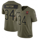 Men's Chicago Bears #34 Walter Payton Olive 2025 Salute to Service Limited Football Stitched Jersey