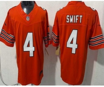 Men's Chicago Bears #4 D'Andre Swift Limited Orange FUSE Vapor Jersey