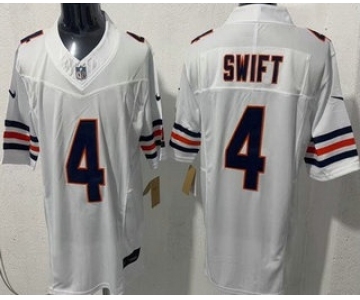 Men's Chicago Bears #4 D'Andre Swift Limited White FUSE Vapor Jersey