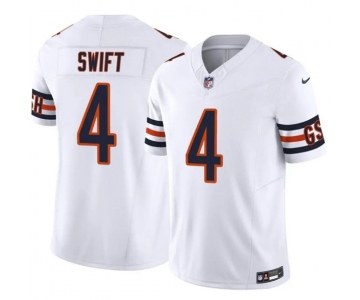 Men's Chicago Bears #4 D'Andre Swift White 2025 F.U.S.E. Vapor Untouchable Limited Football Stitched Jersey