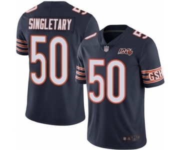 Men's Chicago Bears #50 Mike Singletary Navy Blue Team Color 100th Season Limited Football Jersey