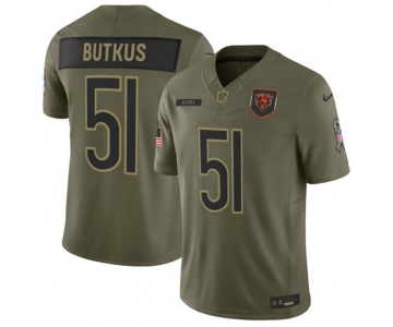 Men's Chicago Bears #51 Dick Butkus Olive 2025 Salute to Service Limited Football Stitched Jersey