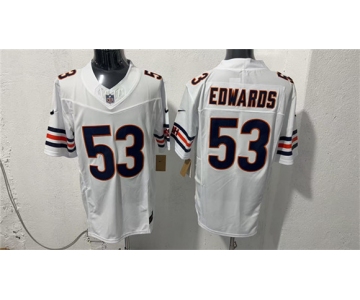 Men's Chicago Bears #53 T.J. Edwards White 2026 F.U.S.E. Vapor Untouchable Limited Football Stitched Jersey