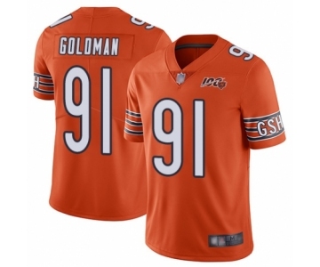 Men's Chicago Bears #91 Eddie Goldman Orange Alternate 100th Season Limited Football Jersey