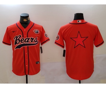 Men's Chicago Bears Blank Orange Throwback With Patch Cool Base Stitched Baseball Jersey