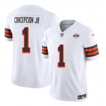 Men's Cleveland Browns #1 KC Concepcion Jr White 2026 1946 Collection F.U.S.E. Vapor Limited Football Stitched Jersey Men's Cleveland Browns #1 KC Concepcion Jr White 2026 1946 Collection F.U.S.E. Vapor Limited Football Stitched Jersey