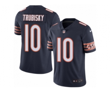 Men's Nike Chicago Bears #10 Mitchell Trubisky Limited Navy Blue Rush NFL Jersey