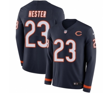 Men's Nike Chicago Bears #23 Devin Hester Limited Navy Blue Therma Long Sleeve NFL Jersey
