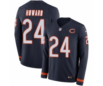 Men's Nike Chicago Bears #24 Jordan Howard Limited Navy Blue Therma Long Sleeve NFL Jersey