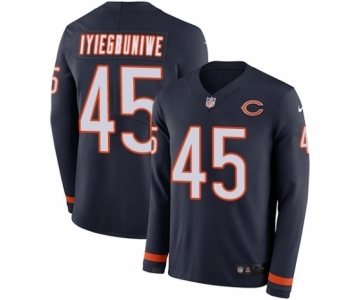 Men's Nike Chicago Bears #45 Joel Iyiegbuniwe Limited Navy Blue Therma Long Sleeve NFL Jersey