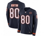 Men's Nike Chicago Bears #80 Trey Burton Limited Navy Blue Therma Long Sleeve NFL Jersey