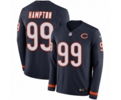 Men's Nike Chicago Bears #99 Dan Hampton Limited Navy Blue Therma Long Sleeve NFL Jersey