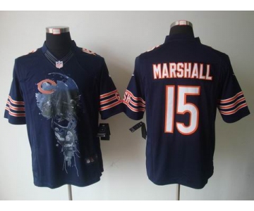 nike nfl jerseys chicago bears #15 marshall blue[helmet tri-blend limited]