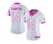 Women Nike Chicago Bears #14 Deonte Thompson Limited White Pink Rush Fashion NFL Jersey