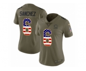 Women Nike Chicago Bears #6 Mark Sanchez Limited Olive USA Flag Salute to Service NFL Jersey
