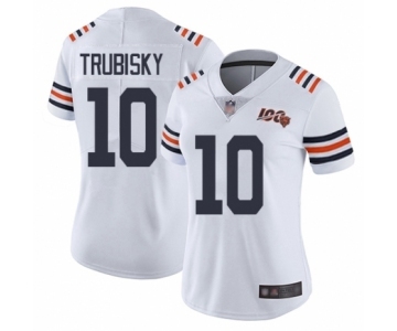 Women's Chicago Bears #10 Mitchell Trubisky White 100th Season Limited Football Jersey