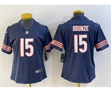 Women's Chicago Bears #15 Rome Odunze Navy 2024 Draft Vapor Football Stitched Jersey