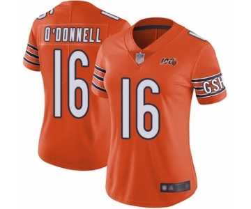 Women's Chicago Bears #16 Pat O'Donnell Orange Alternate 100th Season Limited Football Jersey
