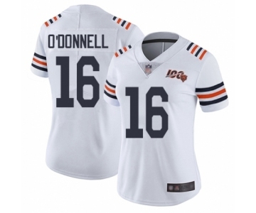 Women's Chicago Bears #16 Pat O'Donnell White 100th Season Limited Football Jersey