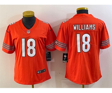 Women's Chicago Bears #18 Caleb Williams Orange 2024 Draft Vapor Football Stitched Jersey