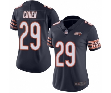 Women's Chicago Bears #29 Tarik Cohen Navy Blue Team Color 100th Season Limited Football Jersey