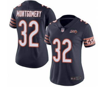 Women's Chicago Bears #32 David Montgomery Navy Blue Team Color 100th Season Limited Football Jersey