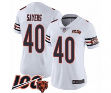 Women's Chicago Bears #40 Gale Sayers White Vapor Untouchable Limited Player 100th Season Football Jersey