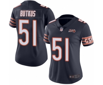 Women's Chicago Bears #51 Dick Butkus Navy Blue Team Color 100th Season Limited Football Jersey