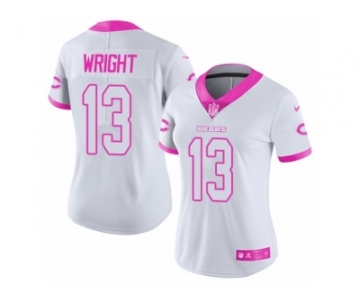 Women's Nike Chicago Bears #13 Kendall Wright Limited White Pink Rush Fashion NFL Jersey