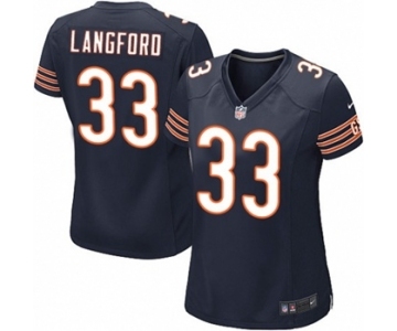 Women's Nike Chicago Bears #33 Jeremy Langford Game Navy Blue Team Color NFL Jersey
