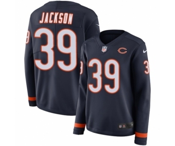 Women's Nike Chicago Bears #39 Eddie Jackson Limited Navy Blue Therma Long Sleeve NFL Jersey