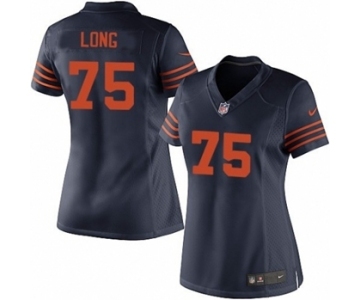 Women's Nike Chicago Bears #75 Kyle Long Navy Blue 1940s Throwback Alternate NFL Jersey