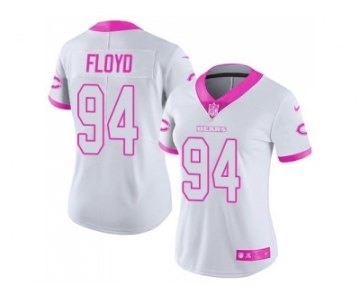 Women's Nike Chicago Bears #94 Leonard Floyd White Pink Stitched NFL Limited Rush Fashion Jersey