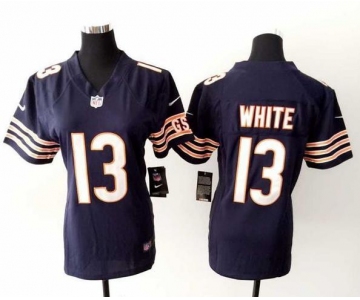 nike women nfl jerseys chicago bears #13 white blue[nike]