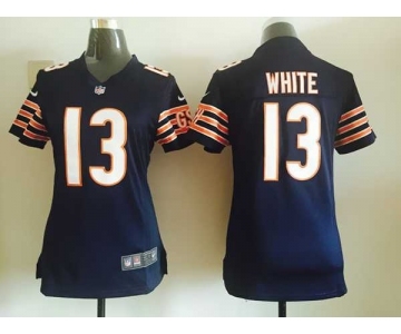 nike women nfl jerseys chicago bears #13 white blue[nike][white]