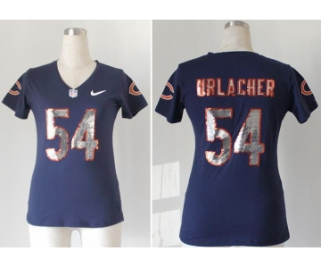 nike women nfl jerseys chicago bears #54 urlacher blue [handwork sequin lettering fashion] 