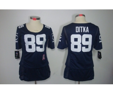nike women nfl jerseys chicago bears #89 mike ditka blue[breast cancer awareness]