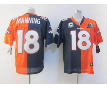 nike nfl jerseys denver broncos #18 manning orange-blue[Elite split 50th Patch]