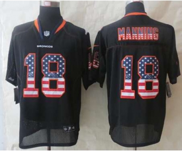 nike nfl jerseys denver broncos #18 peyton manning black[Elite USA flag fashion]