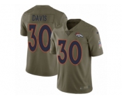 Men Nike Denver Broncos #30 Terrell Davis Limited Olive 2017 Salute to Service NFL Jersey