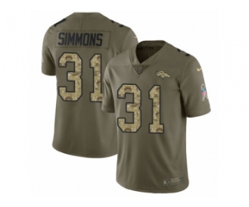 Men Nike Denver Broncos #31 Justin Simmons Limited Olive Camo 2017 Salute to Service NFL Jersey