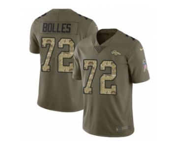 Men Nike Denver Broncos #72 Garett Bolles Limited Olive Camo 2017 Salute to Service NFL Jersey